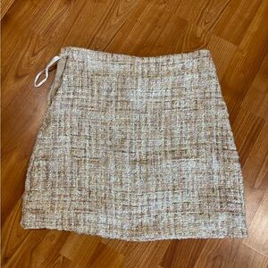 SHEIN Cream and Tan Tweed Mini Skirt